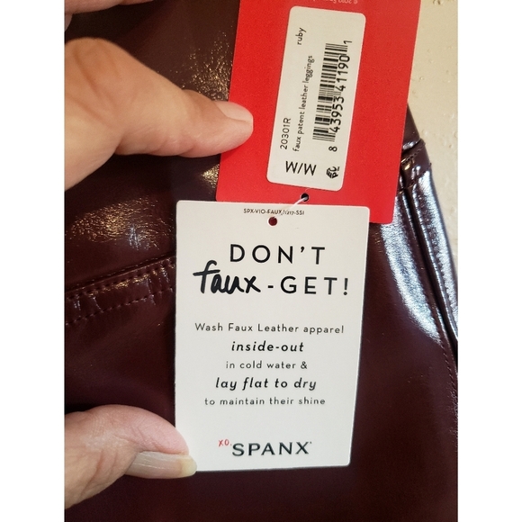 SPANX Leggings Faux Vegan Patent Leather Womens Ruby M L Hidden Waistband New - Picture 11 of 16